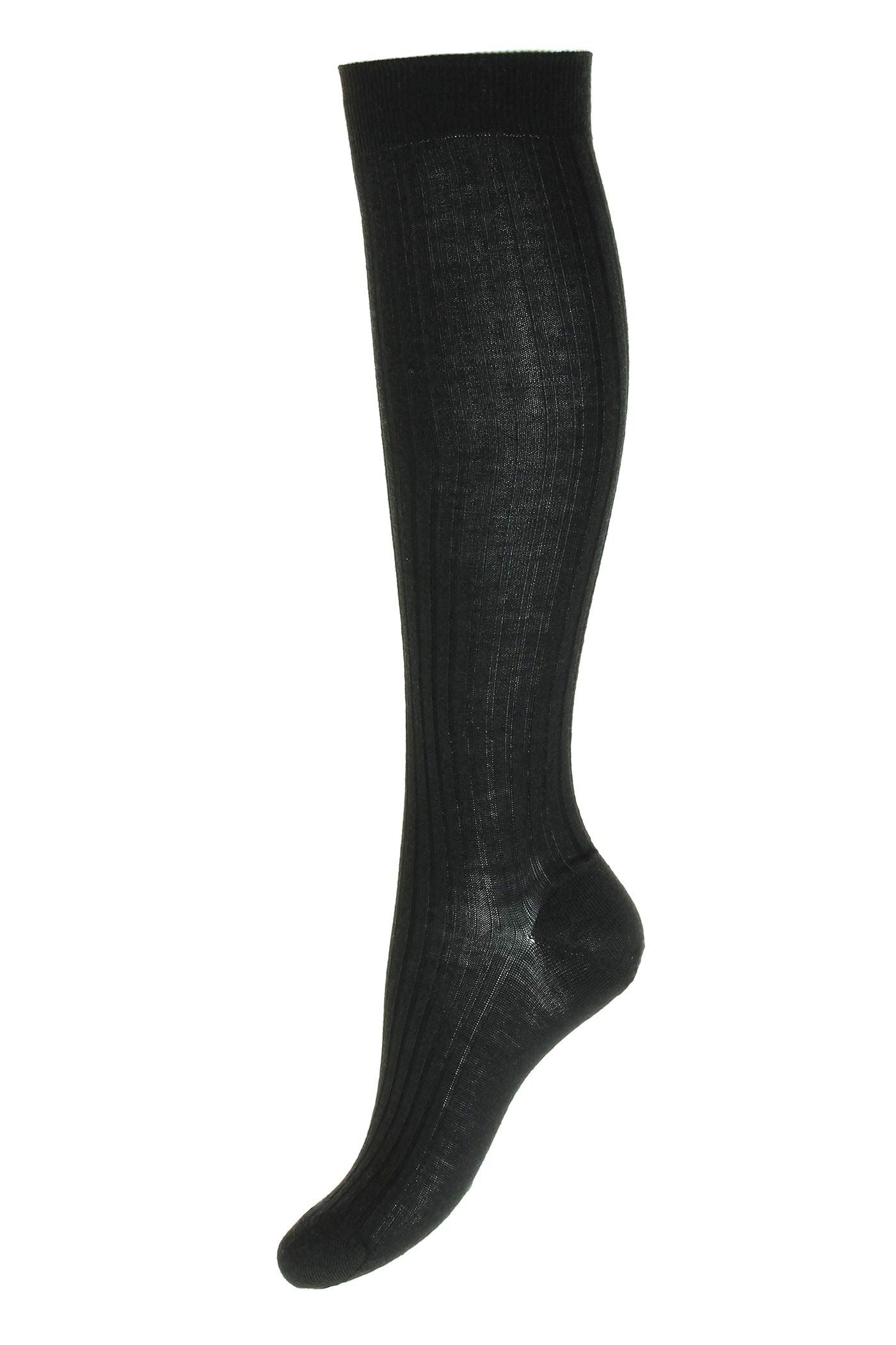 Rose Black Merino Wool Long Women's Socks Medium (EU 37 - 41)