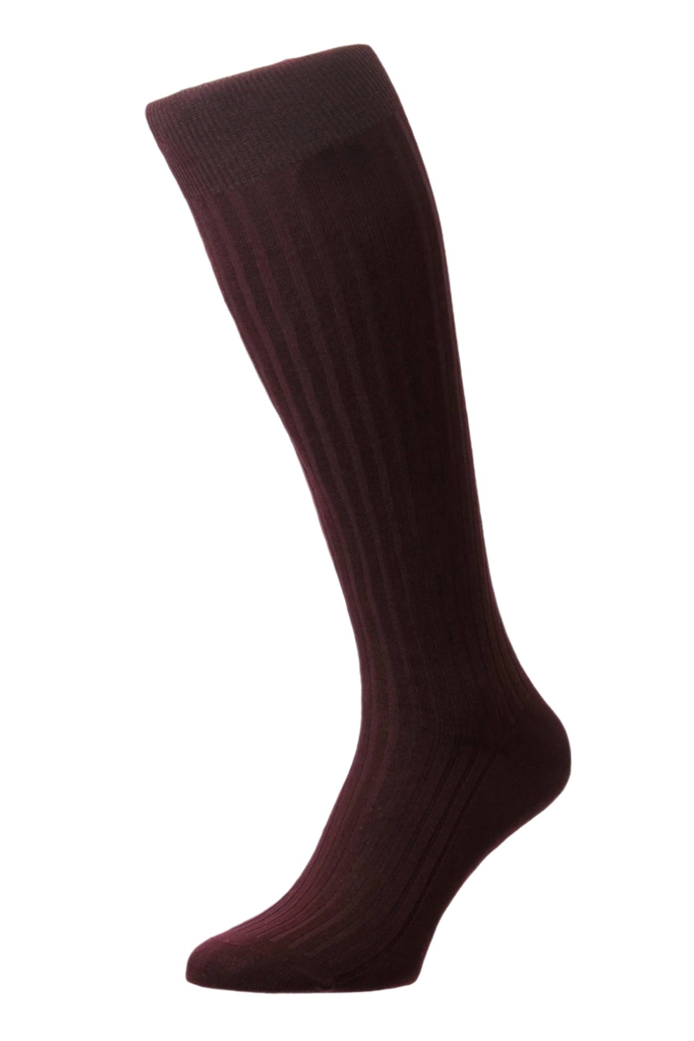 Danvers BURGUNDY Cotton Lisle Long Men's Socks