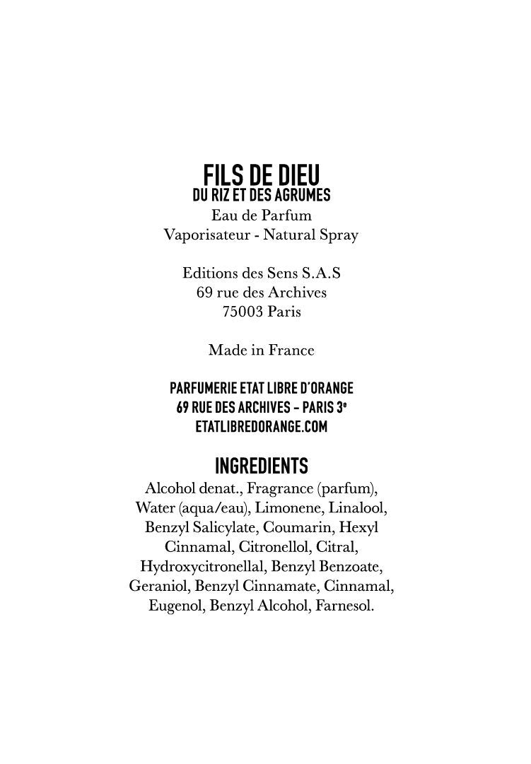 FILS DE DIEU DU RIZ ET DES AGRUMES Eau de Parfum 100ml