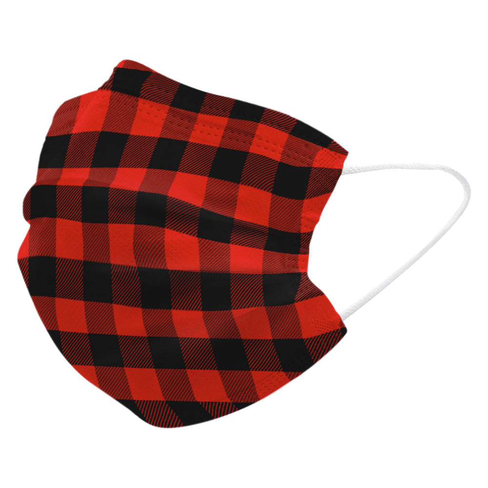 Single Use Surgical Face Mask EN 14683 (Pack of 5pcs) Red Tartan